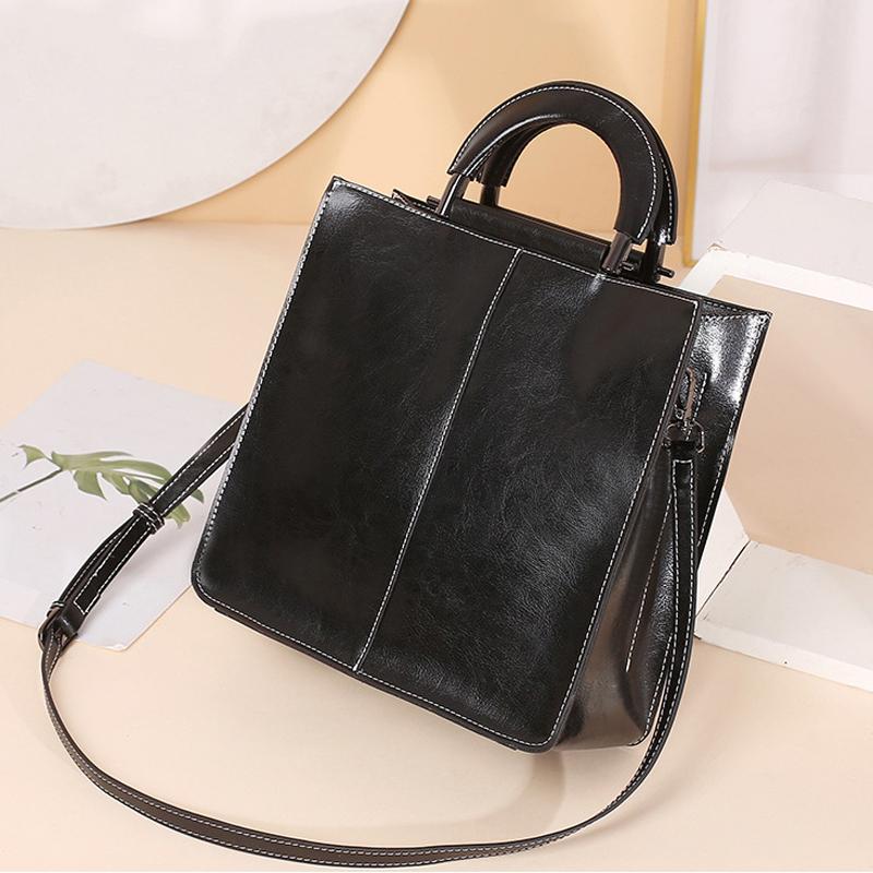 Bolsos de cuero auténtico para mujer, bolso de mano de lujo con cremallera, bolsos de mano de piel de vaca, bolso bandolera de diseñador