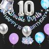Iridescent Double Digits Happy 10th Birthday Banner Garland Foil Balloon 10 for Girls Boys 10th Birthday Decorations Hanging 10 and Fabulous Cheers