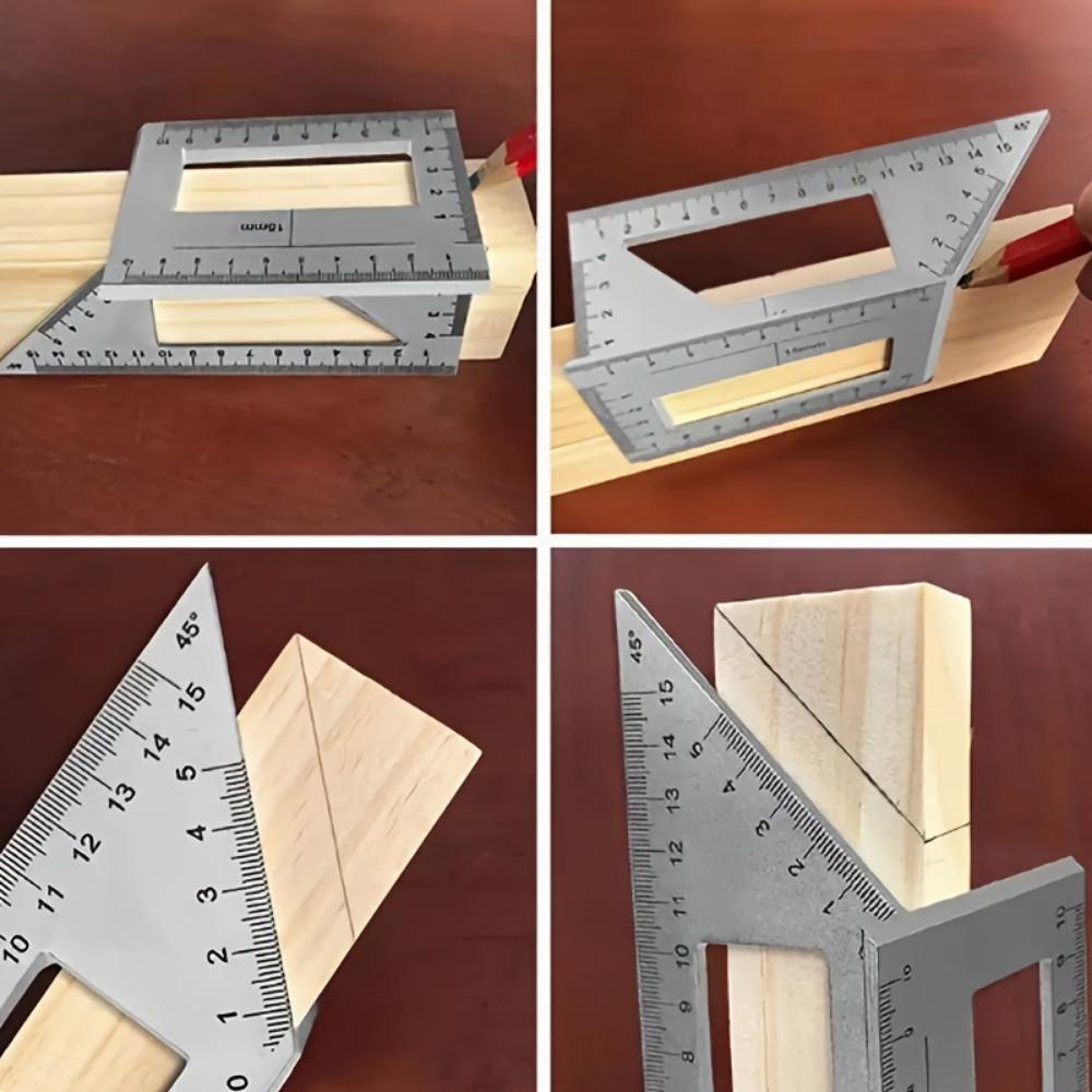 Precision Aluminum Square Ruler, Angle Ruler, Multi-Angle Measuring Tool - 45 °/90 ° Woodworking Ruler - High Precision Measuring Instrument