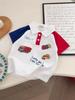 2026 Summer Cartoon Lapel Toddler Boys' Short Sleeve T-shirt