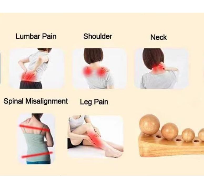 Wooden acupressure balls for lower gluteus gluteus and foot Wooden MINAKIKO pelvis, back, buttocks, medius, maximus, back, shoulders, neck, massage.
