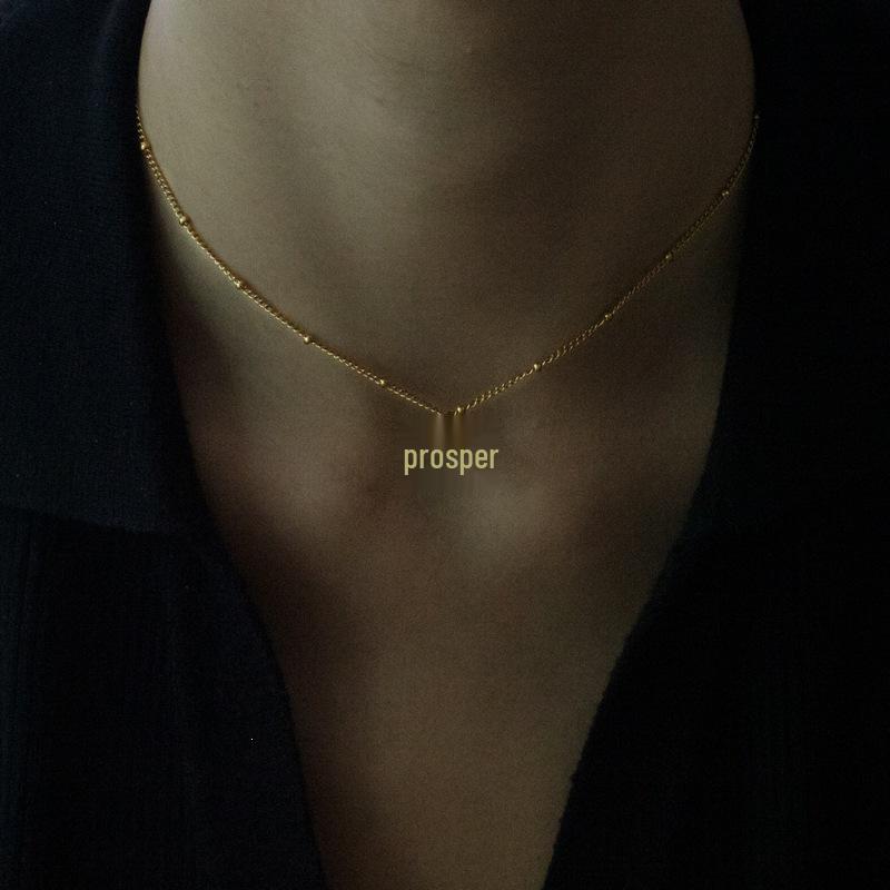 Bow Pearl Beaded Necklace for Women, 18K Gold-Plated Titanium Steel, Clavicle Chain, Simple, Ruyi-Inspired Design.