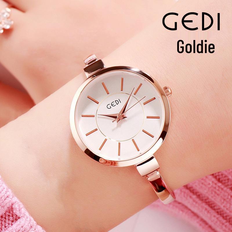 Gedi Women's Luminous Waterproof Bracelet Watch - Large Dial, Simple & Exquisite Design