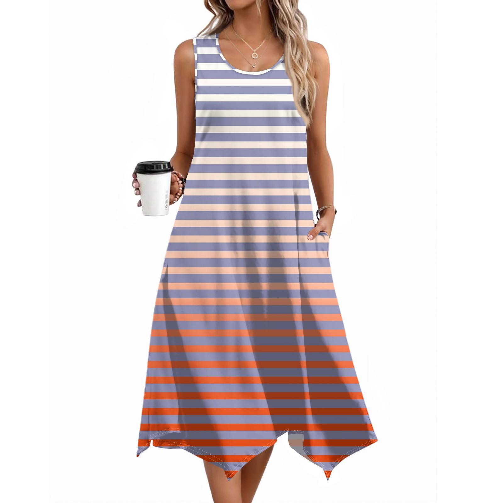 

Женское повседневное платье на лето, платье-майка, свободное пляжное платье с карманами, расклешенный миди-сарафан XL арбуз красный