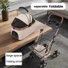 Pet Stroller Detachable Carrier Lightweight 3 Second Foldable Aluminum Alloy Leather Handle for Cats Dogs Outdoor Travel