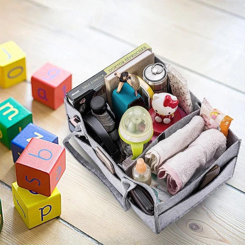 Tote Bag For Mommy Baby Diaper Storage Organizer Baby Stroller Tote Basket Felt Fabric Bag Multifunctional Felt Diaper Bags