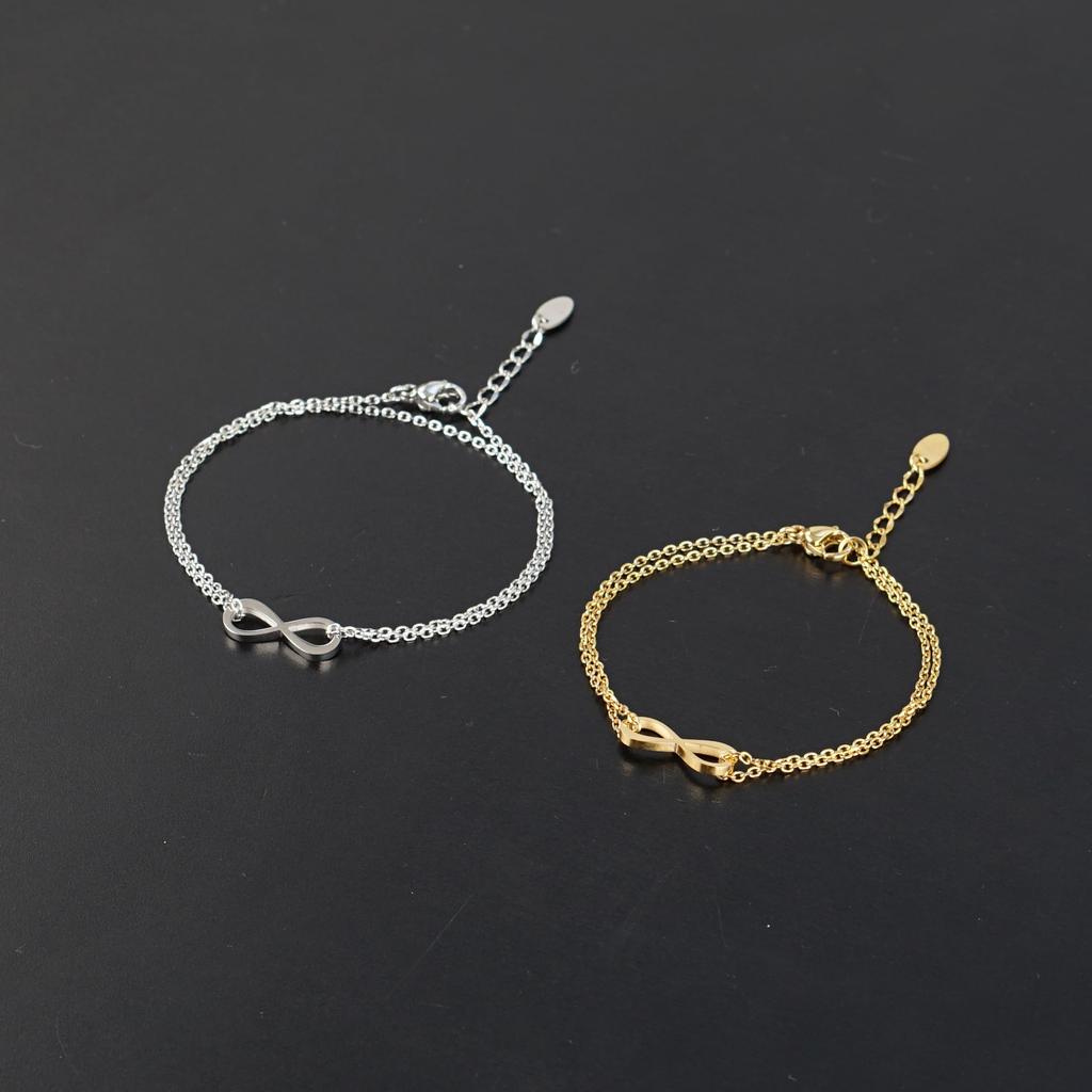 Bracelet for Women and Men Allergy Chain Infinity Hawaiian Silver Pair with Adjuster [Alavel] [Metal Compatible] Leave-on