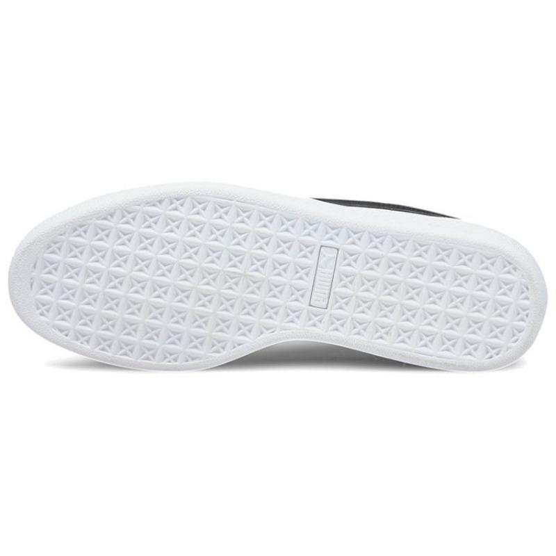 Puma Basket Classic 21 Unisex Low-top Synthetic Leather Lace-up Round Toe Lightweight Wear-resistant Skate Shoes White Black 374923-02