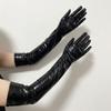 Hip Hop Patent Leather Gloves Solid Color Etiquette Mittens Shiny Long Gloves  Girl