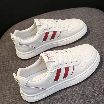 Platte Lichte Zachte Zool Leer Witte Schoenen Damesschoenen Vroege Herfst Nieuwe Student Board Schoenen Casual Sportschoenen