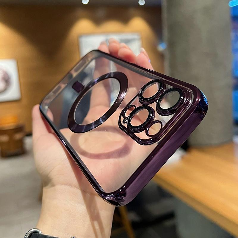Luxury Transparent Magsafe Wireless Charging Case For iPhone 11 12 13 15 16 Pro Max 14 Plus X Xs XR Magnetic Soft Plating Cover