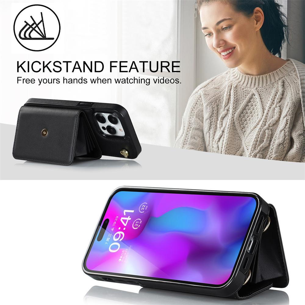 Wallet Case Diagonal Strap With Bracket Leather Cover For iPhone 17 16 15 Plus 14 Pro 13 Mini 12 Pro Max 11 Pro Max SE 2020 XS XR 8 7