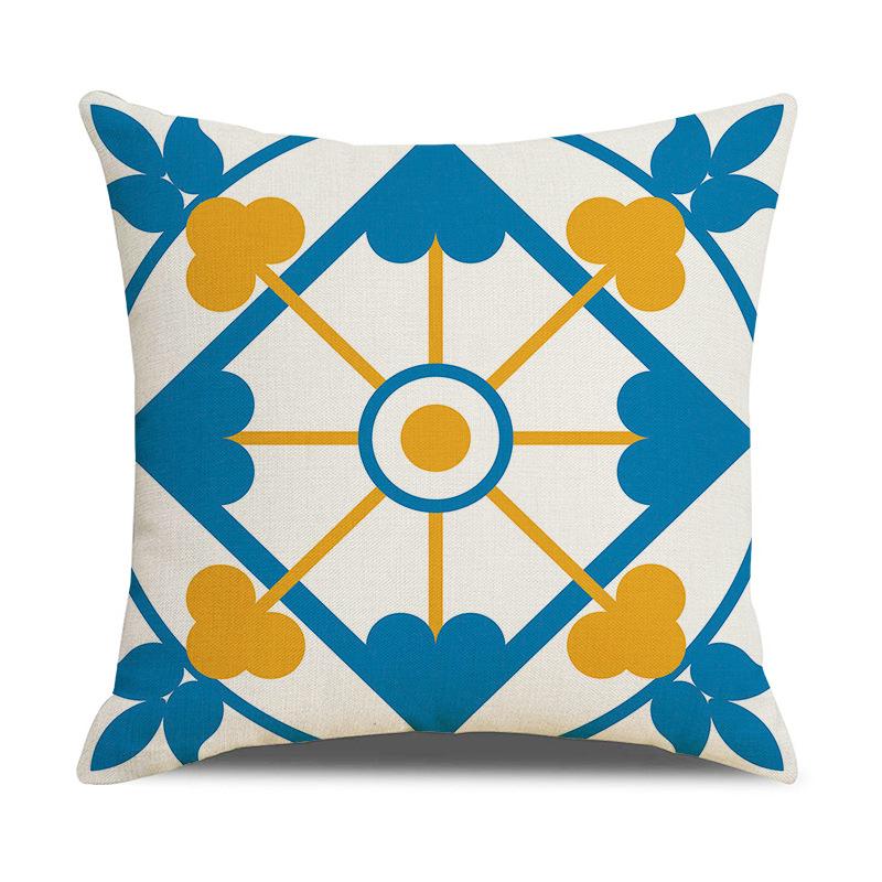Nordic Yellow Ethnic Style Geometric Linen Cotton Linen Cushion Cover Sofa Car Interior Decoration Bedside Backrest Pillow Ins