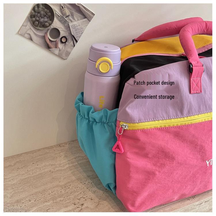 Dopamine Large Capacity Travel Bag: Color-Block Ins Style Sports Fitness & Outdoor Storage Bag