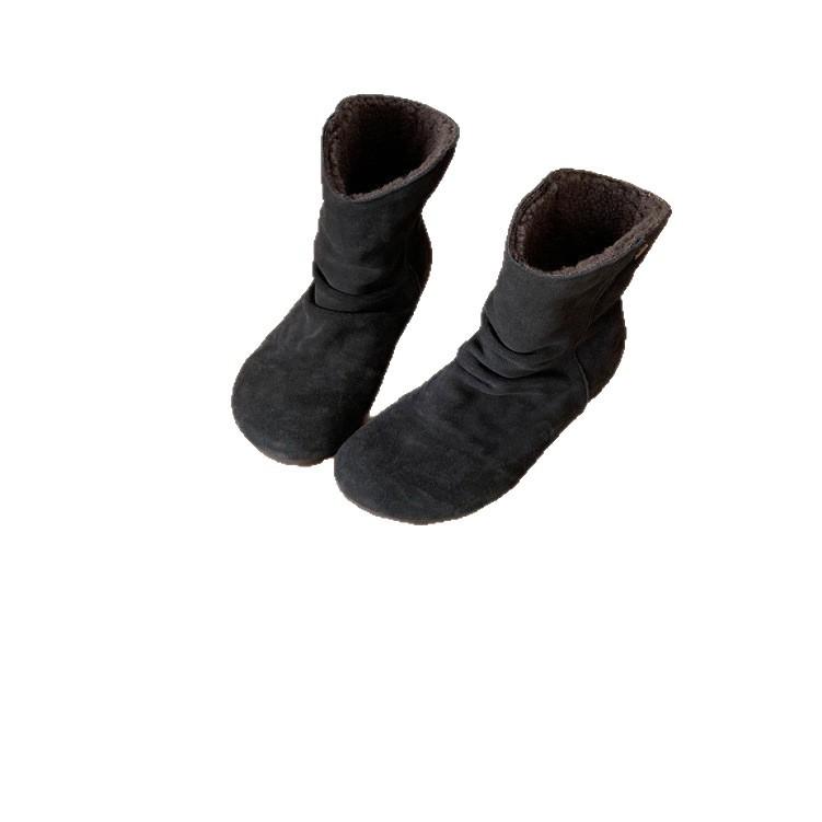 Flip collar two wear snow boots women 2025 autumn and winter new Mori hair short boots velvet warm snow cotton boots women