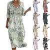 Damen V-Ausschnitt Midi-Kleid mit Blumenprint für Strandurlaub Freizeitkleidung
