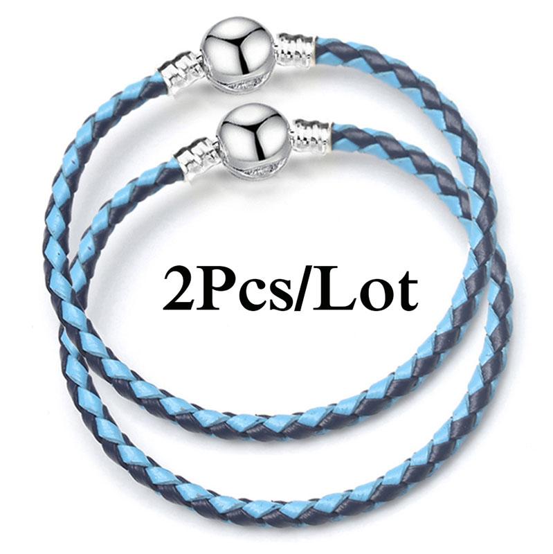 2 szt./partia Specjalna Oferta Skórzane Bransoletki Łańcuszkowe Pasują do Ręcznie Robionych Koralików Bransoletki z Charmsami Dla Par Pulsera Biżuteria Dla Kobiet Mężczyzn Hurtownia