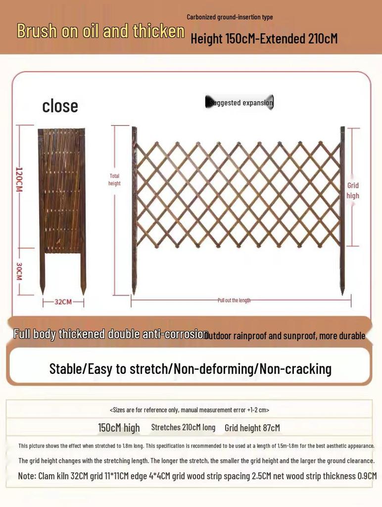 Anticorrosive Wooden Garden Fence: Outdoor, Courtyard Railing, Flower Stand & Climbing Frame