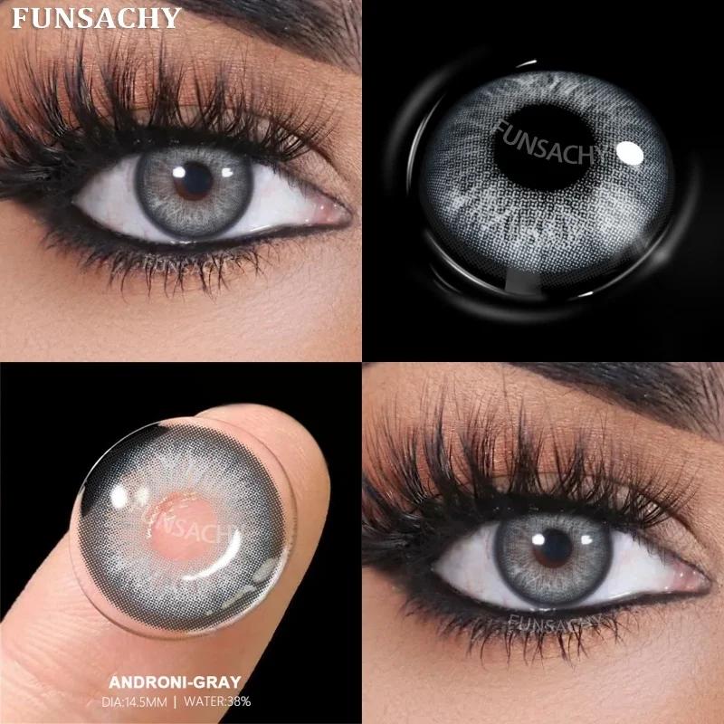 

FUNSACHY 1 Pair New Gray Color Contact Lenses for Eyes Natural Brown Softlens Green Pupils Beauty Cosmetic Eye Makeup Yearly Use