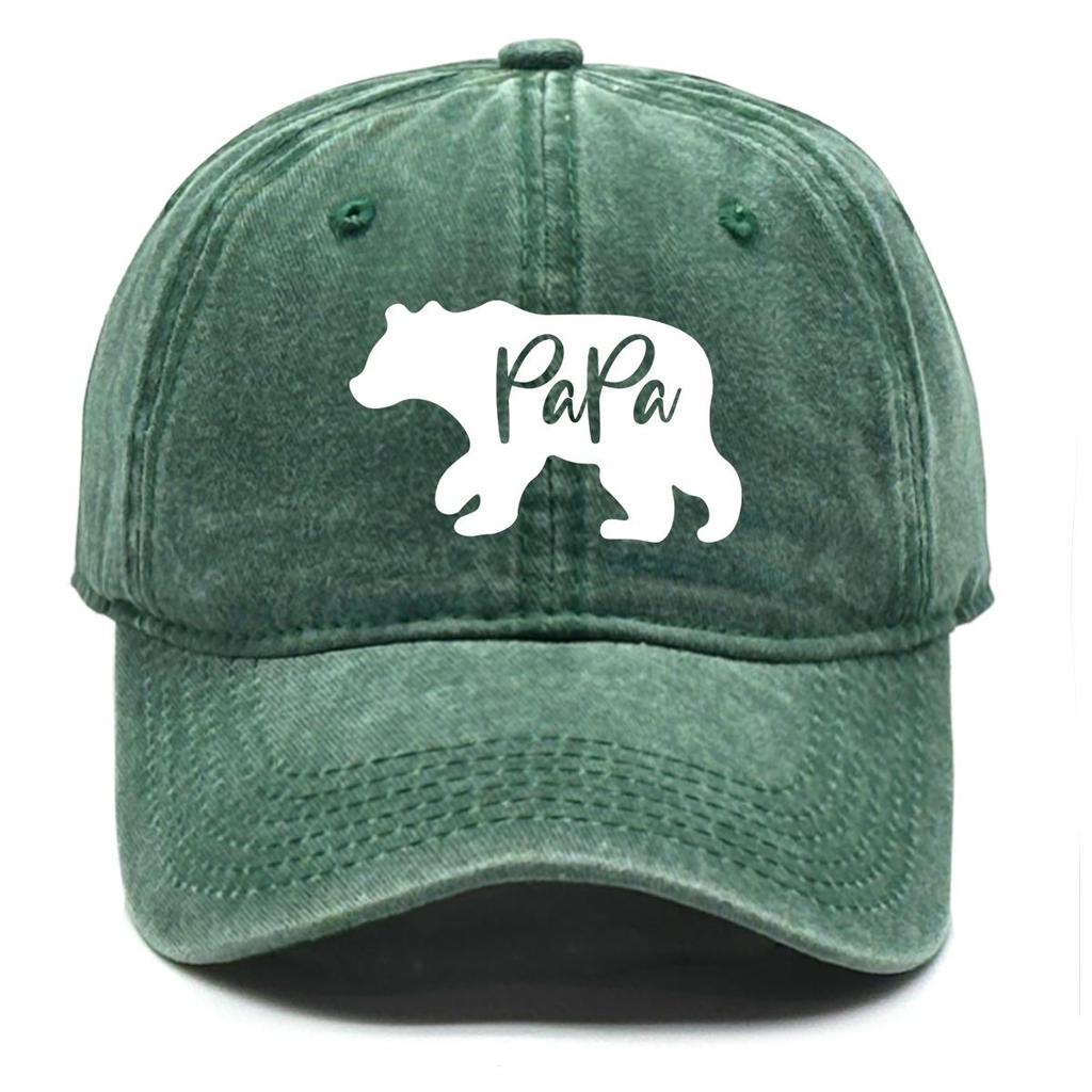 PaPa" Bear Print Snapback Baseball Cap, Father's Day Woman's Cap Sporting Non-Stretch Fabric Sun Protection Headwear Adjustable Sun Hat