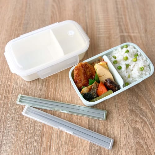 OSK Pale Color Lunch Box, Green [HPC-550D] Dishwasher and Microwave Safe with Dividers