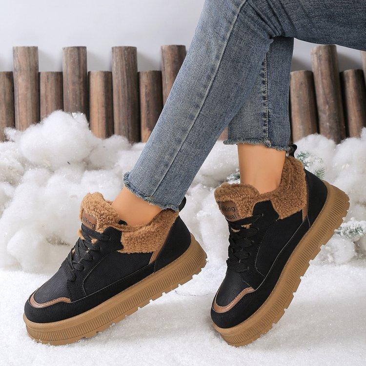 Large size warm snow boots for women's autumn and winter new velvet thickened retro fashion casual sports cotton boots for women