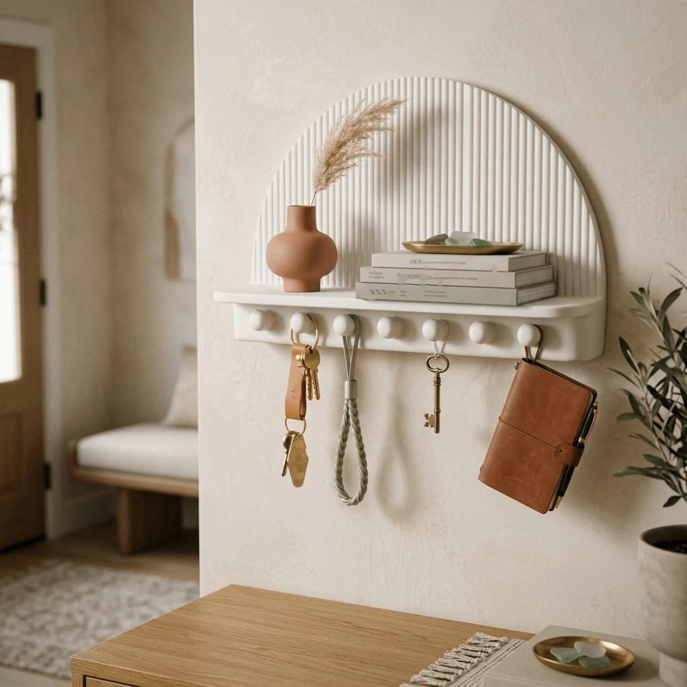 Wall Decor Wall Mount Storage Rack 3D Printed Key Rack Space Saving Wall Organizer Indoor