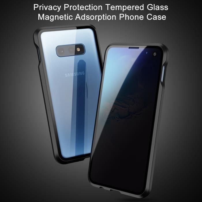 Suritch Case Cover for Samsung Galaxy S10e, Magnetic Case, Anti-peeping, Double-Sided Transparent Tempered Glass Anti-Scratch Black