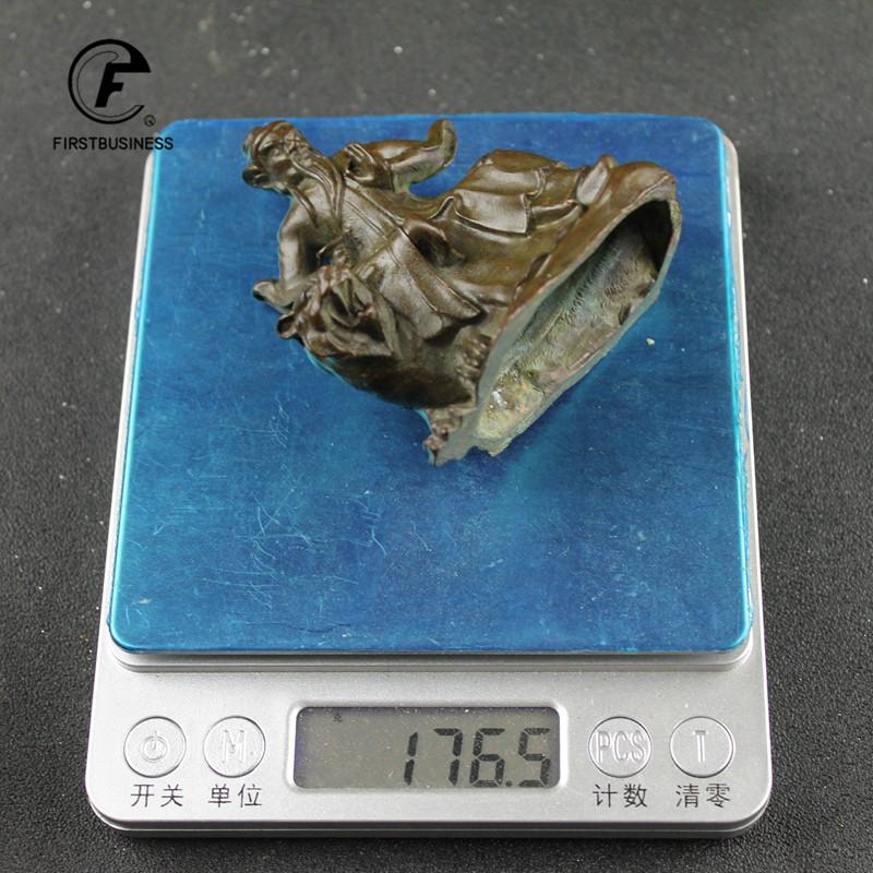 Retro Brass Chinese Taoist Founder Zhang Daoling Riding Tiger Statue Feng Shui Desk Ornament Home Decorative Crafts Accessories