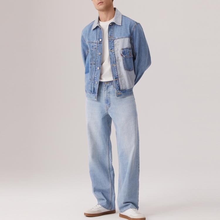Levis Casual Comfortable Patchwork Single-Breasted Long Sleeve Denim Jacket Men Jackets 004YT-0000