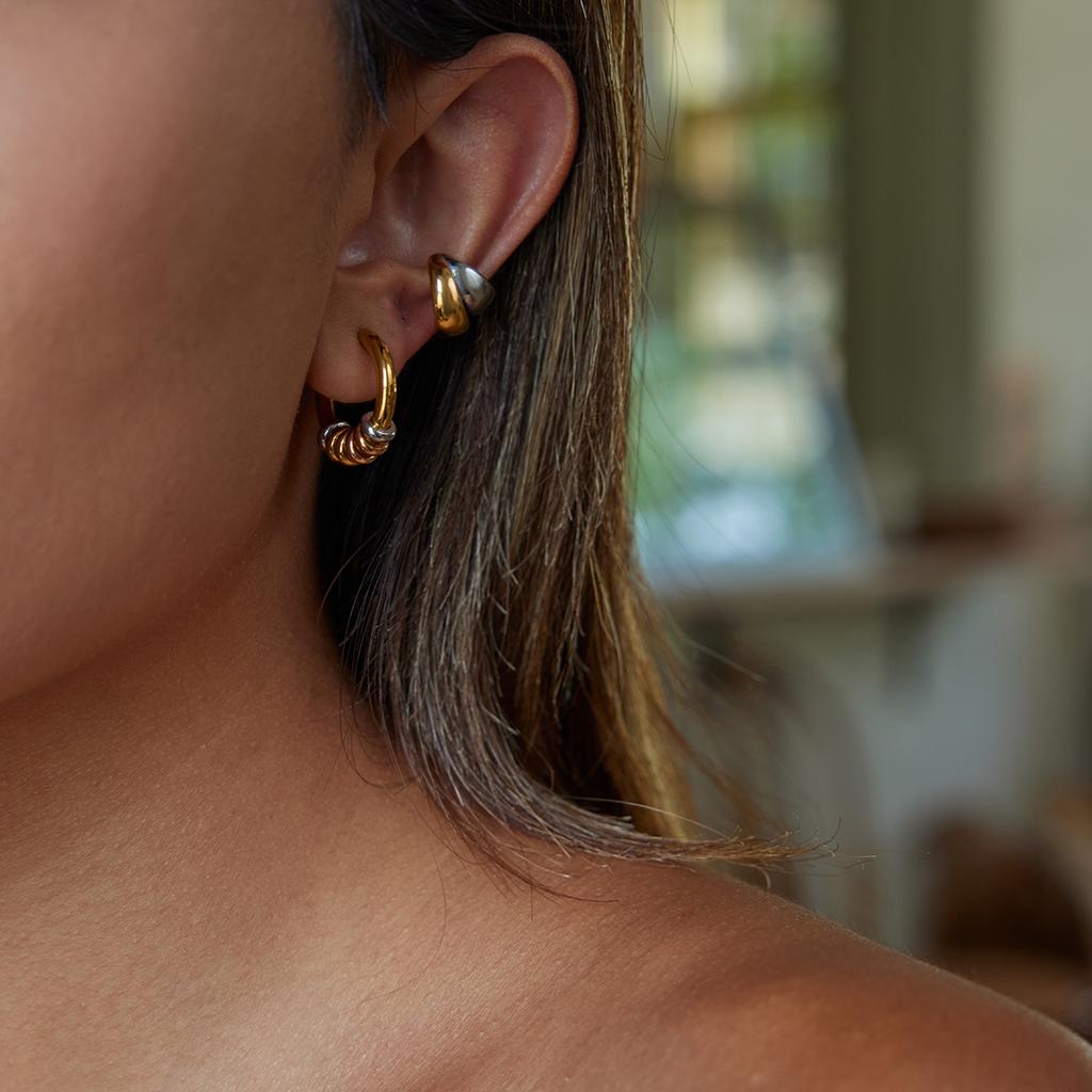 Trendy Daily Gold Silver Mix Color Hoop Earrings for Women Prevent Allergy Popular Fashion Wear Ear Jewelry