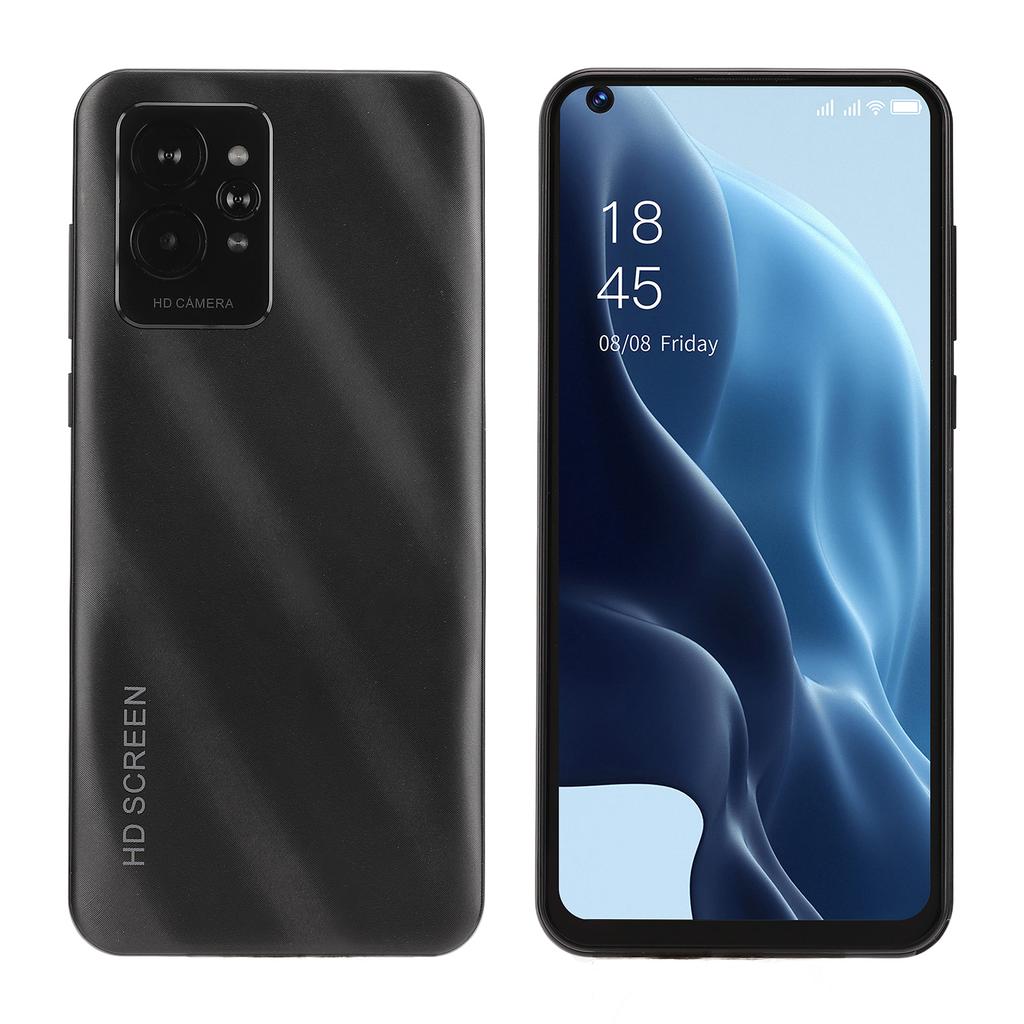 6.82 Inch HD IPS Perforated Screen Smartphone 4GB 64GB Dual Sim Face Unlock Cell Phone for Android 11 100‑240V