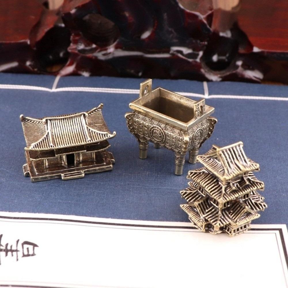 New Brass Micro Landscape Chinese Rockery Ancient Pavilion Ancient Architecture Miniature Model Bonsai Fish Tank Decoration