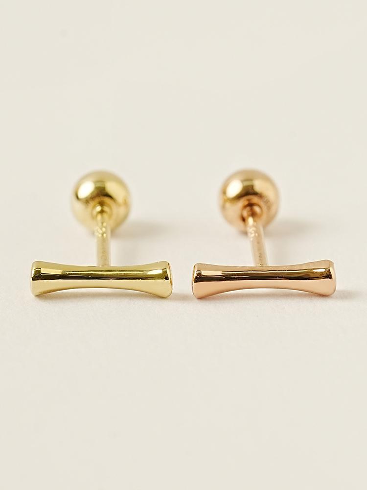 Minimalpiercing 14K Simple Volume Stick Piercing Earrings