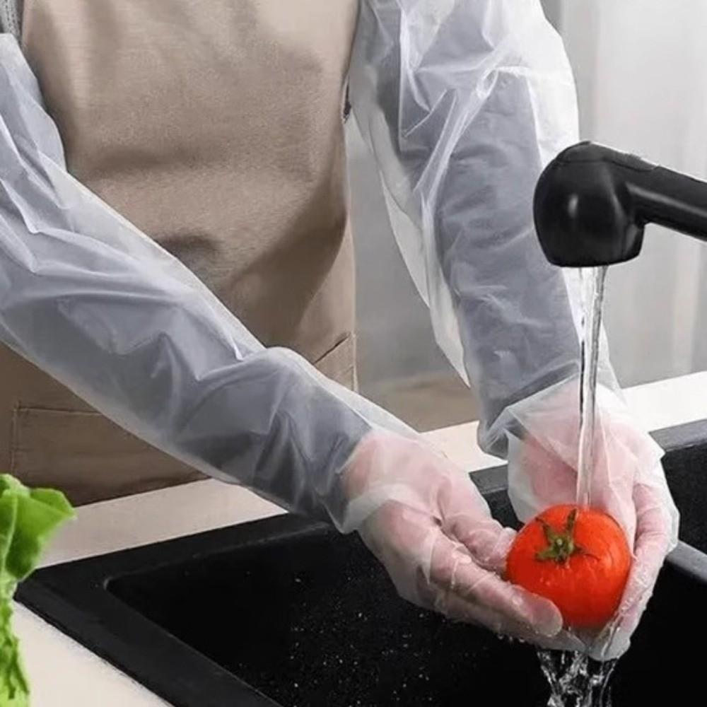 50PCS Long Cuff Dishwashing Gloves Waterproof Extended Gloves Scrubbing Gloves  Household Protection