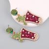 European and American New Fashion Personality Cocktail Cup Alloy Diamond Earrings Versatile Oil Drop Pearl Earrings Women