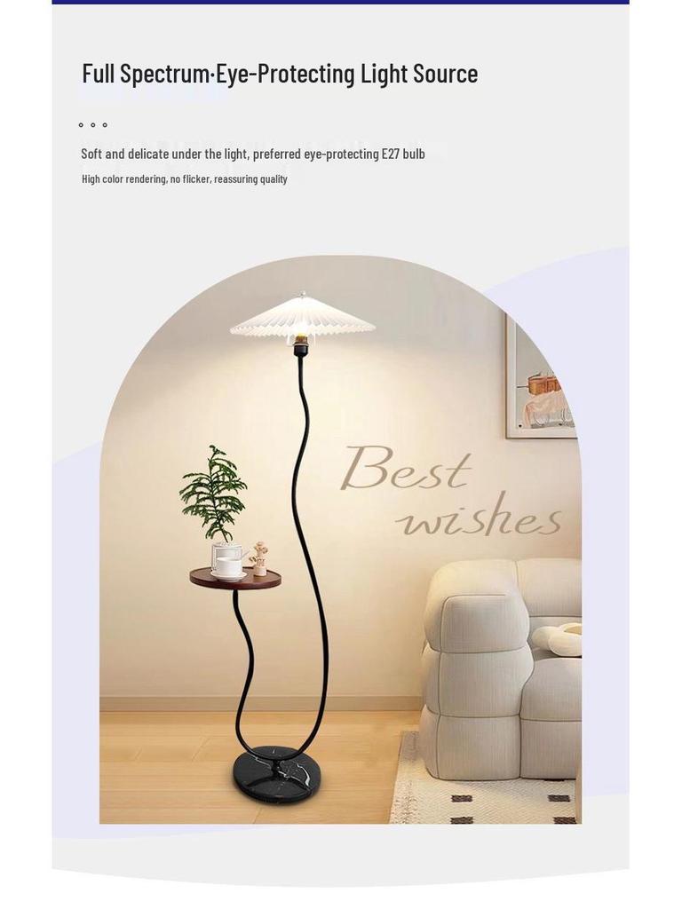 Multi-Function Floor Lamp with Wireless Charger & Coffee Table