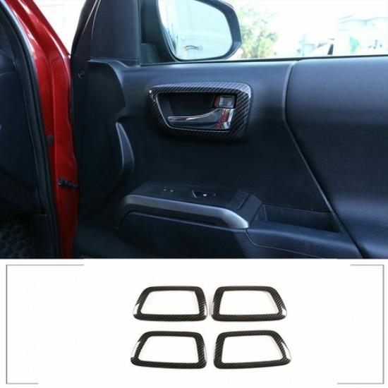 ABS Carbon 4 PCS Door Inner Handle Frame Cover Part For Toyot-a Tacoma 2016-