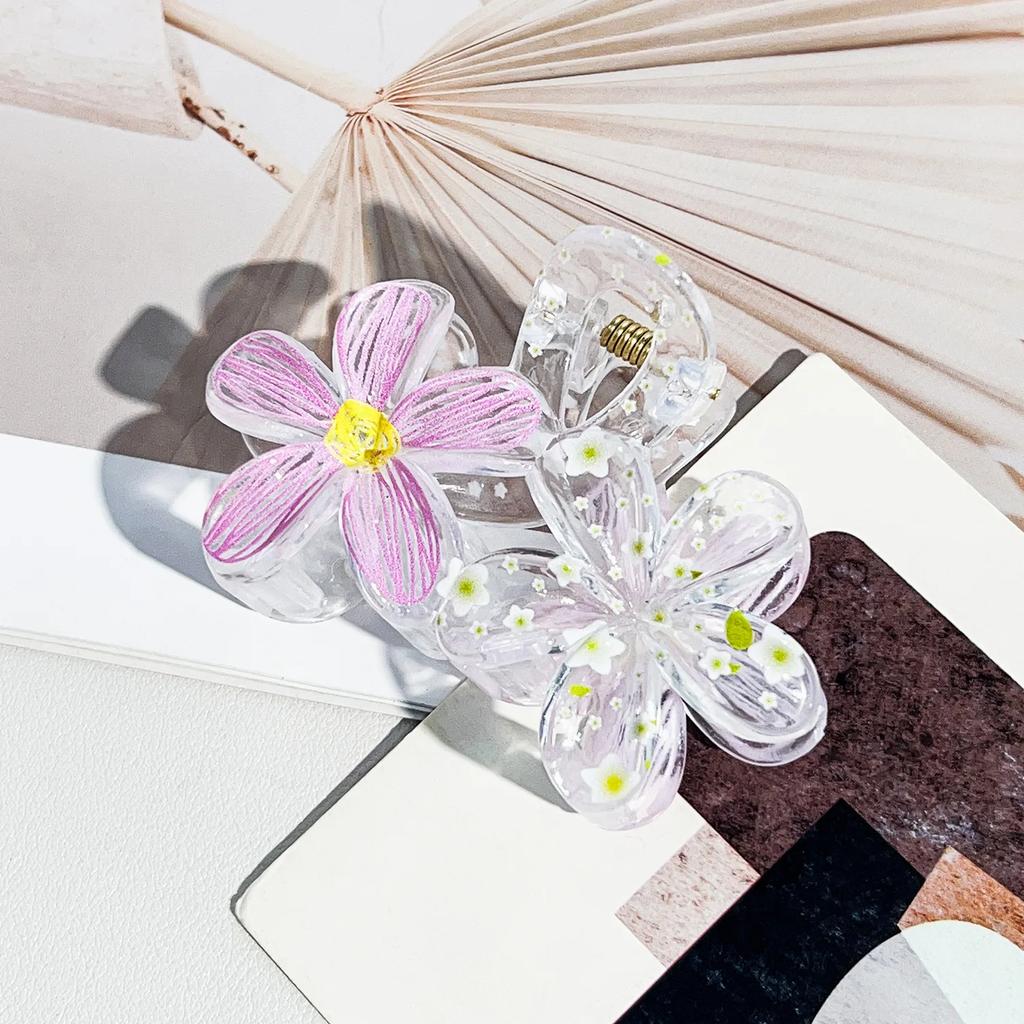 Sweet Doodle Floral Hair Claw Clip - Non-Slip Boho Updo Bun Clip for Women, Cute Spring Hair Accessories
