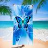Serviette de plage papillon bleu lumineux impression d'art abstrait serviette absorbante à séchage rapide pour les vacances d'été