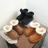 New Winter Children's Solid Color Slip-on Warm Snow Boots, Children's Shoes with Soft Soles, Simple Thickened Cotton Boots, Trendy