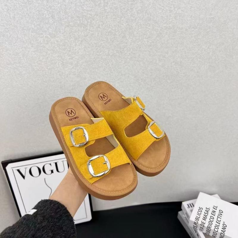 Fashion Lazy outdoor soft soled exposed toe straight drag 2025 new summer thick soled height increasing beach shoes