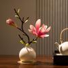 Magnolia Zen Vases Set: Bonsai-Style Table Ornaments & Home Decor Floral Art