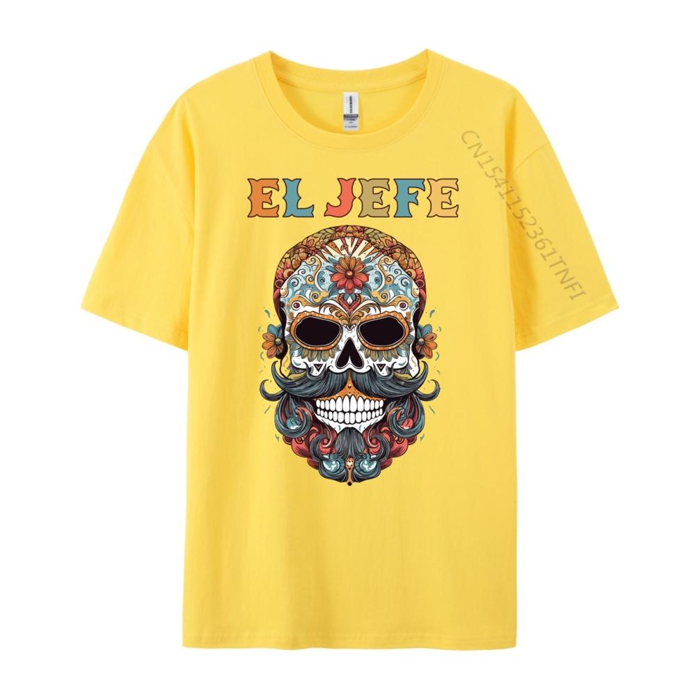 El Jefe Skull Mexican Spanish Dia De Los Muertos T Shirts For Men Women Men Clothes Thanksgiving Casual