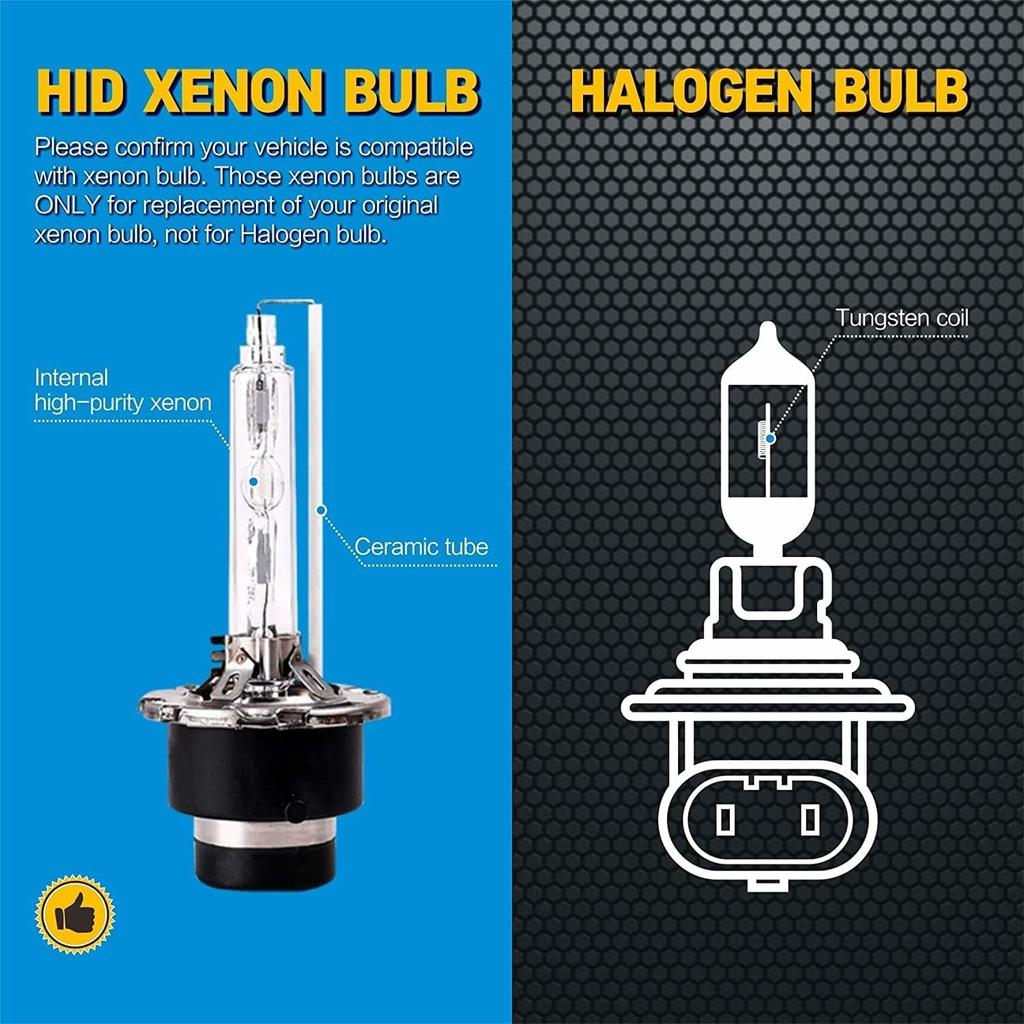 D4S High And Low Beam, 6000K 35W HID Replacement Headlight Bulbs For 66440 42402 42402WX, 2 Pcs