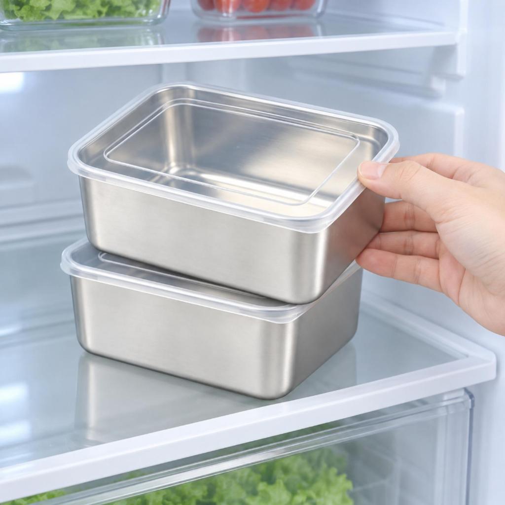 SingleCompartment Stainless Steel Food Container Microwave 500 Ml Storage