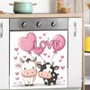 Pink Balloon Heart-shaped Little Cow Kitchen Dining Room Home Background Beautification and Decoration Wall Stickers