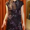 Unique printed luxury top 2025 summer black stand-up neck flying sleeve T-shirt