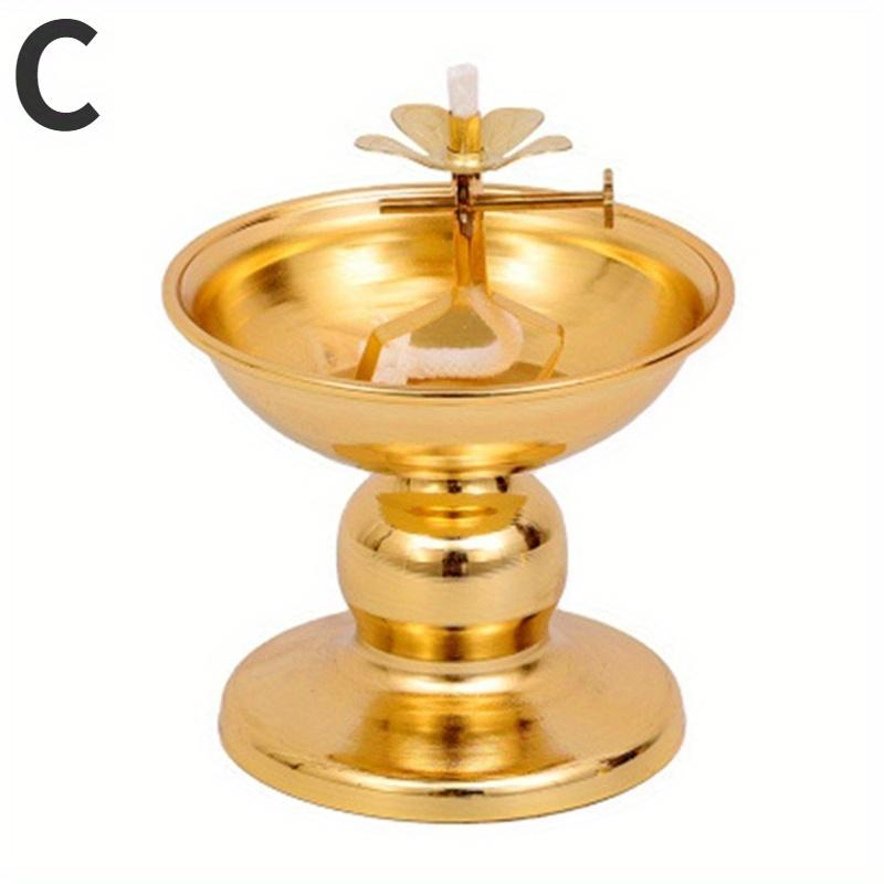 Ghee Lamp Holder Oil Lamp Dish Dimmable Buddhist Alloy Butter Lamp Holder for Living Room Home Desktop Decoration Ornament
