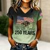 Women's V-Neck Casual Letter Print Short Sleeve T-Shirt, Fashion Graphic Tee Top